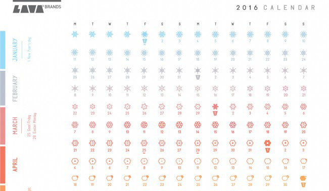 Lava brands year 2016 calendar