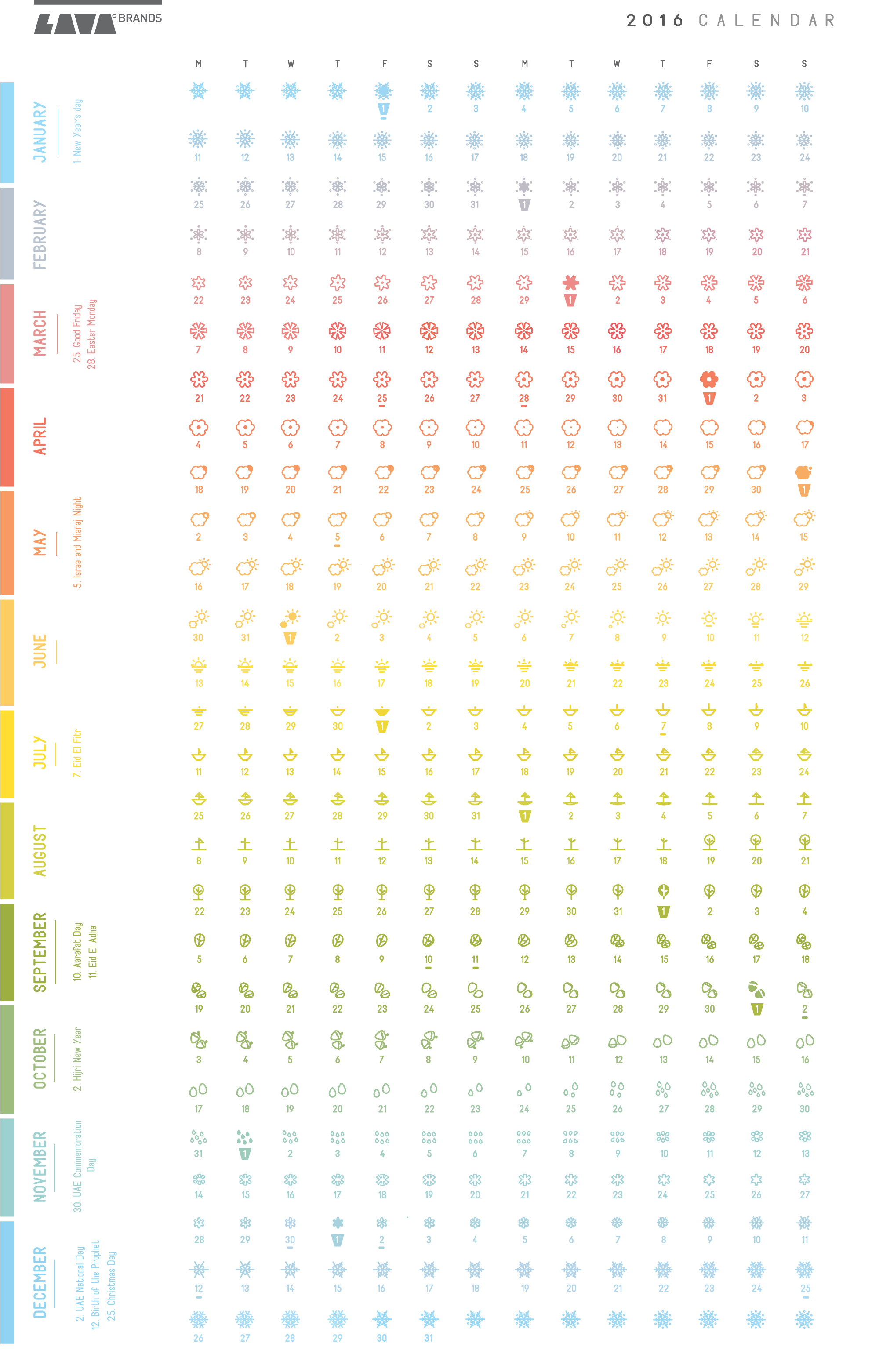 LAVA Brands YEAR 2016 CALENDAR